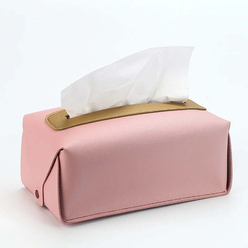 Solid Color PU Tissue Box Storage Tissue Bag Nordic Home Detachable Hand Carry Tissue Bag Drop Shipping Caja De Pañuelos Vintage