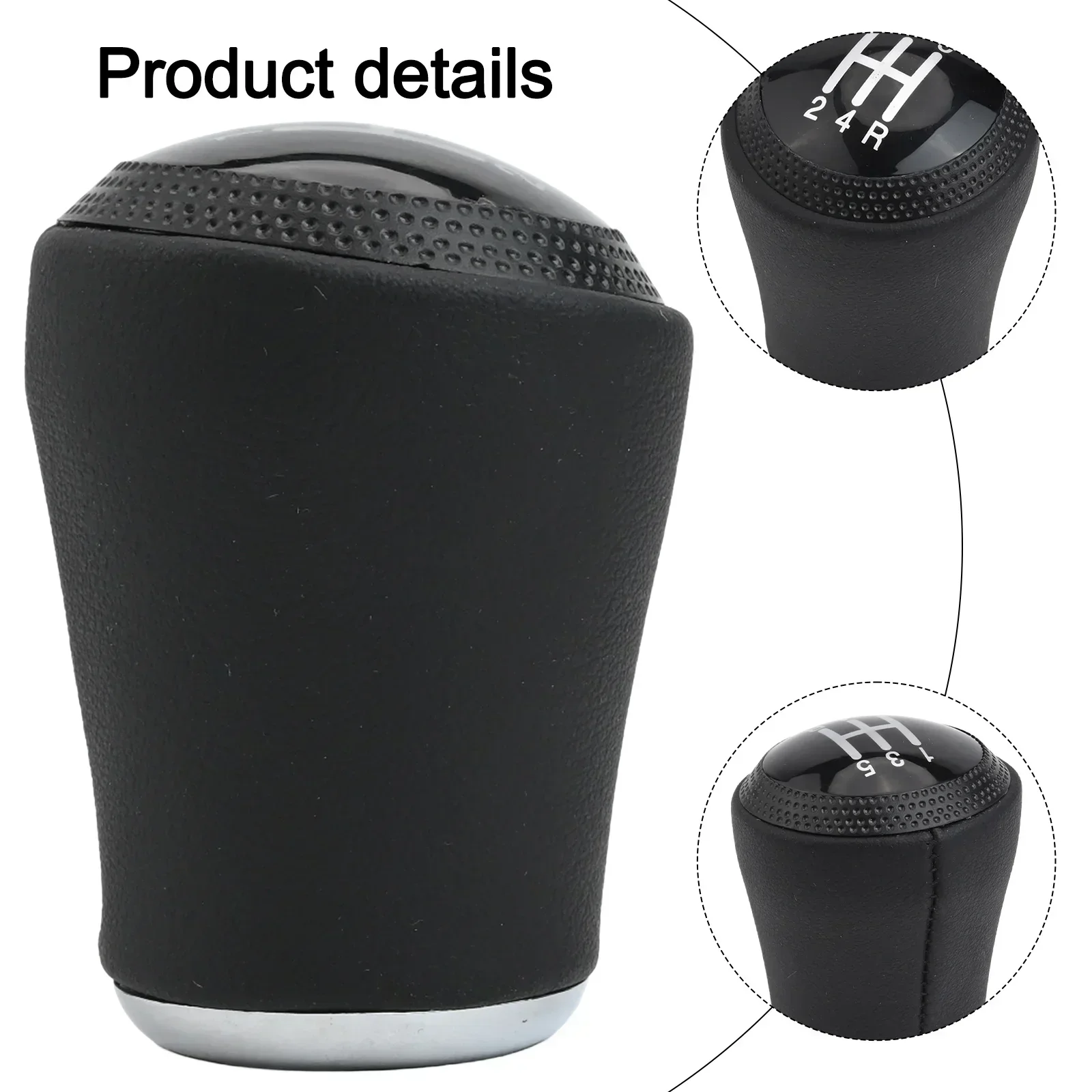 

5 Speed Knob Black PU Leather 5 Speed Black Comfortable Driving Experience PU Leather Personalized Car Accessory