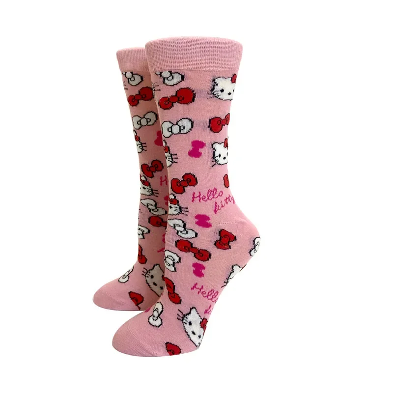 Anime nueva moda colorido divertido feliz Casual calcetines largos de mujer vestido Harajuku lindo dibujos animadosCatcreativeMenSocksSize35-45 calcetines de Yoga
