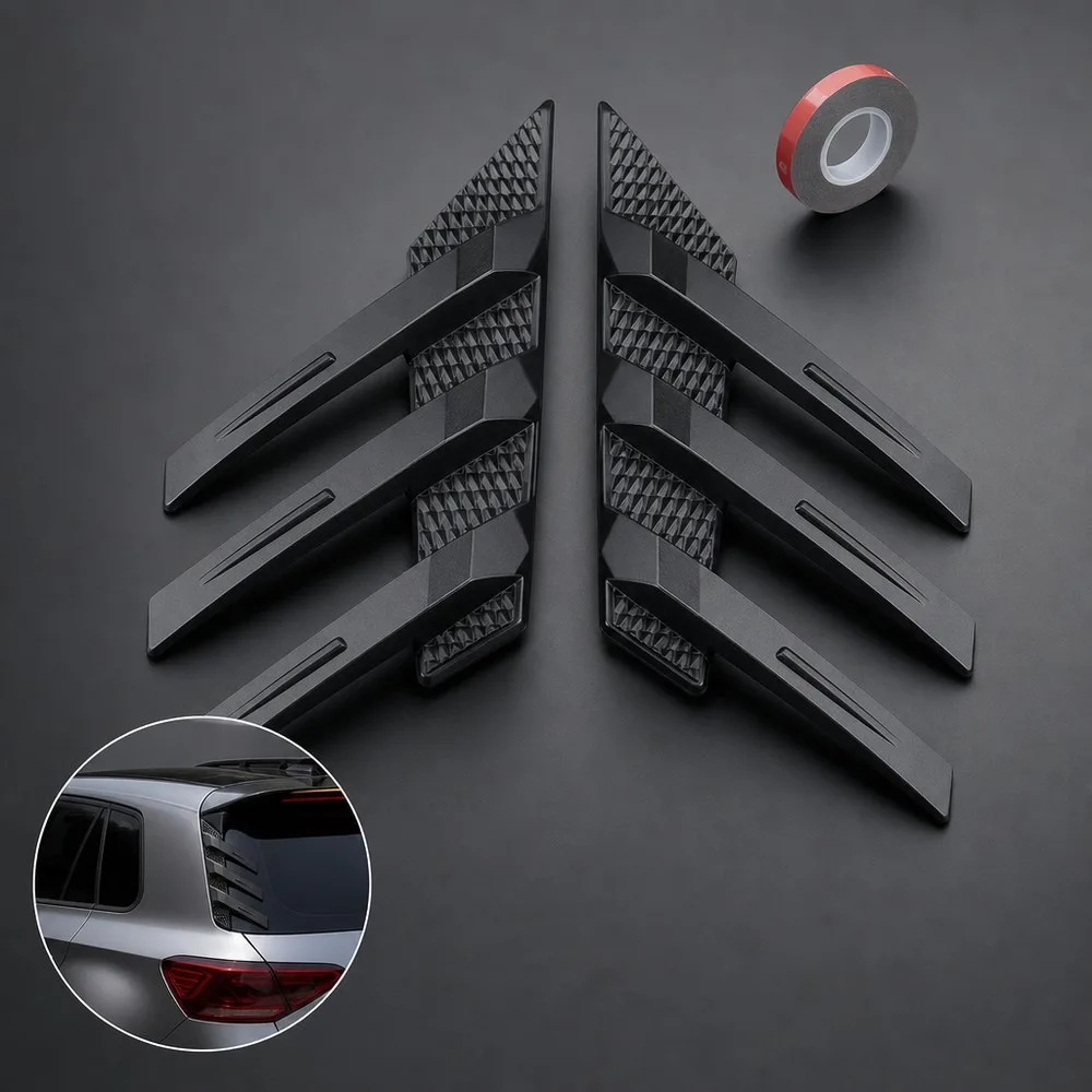 Universal Car Rear Window Side Wing Deflectors, Noise Reduction Triangular Louvered Spoiler, External Deflector for