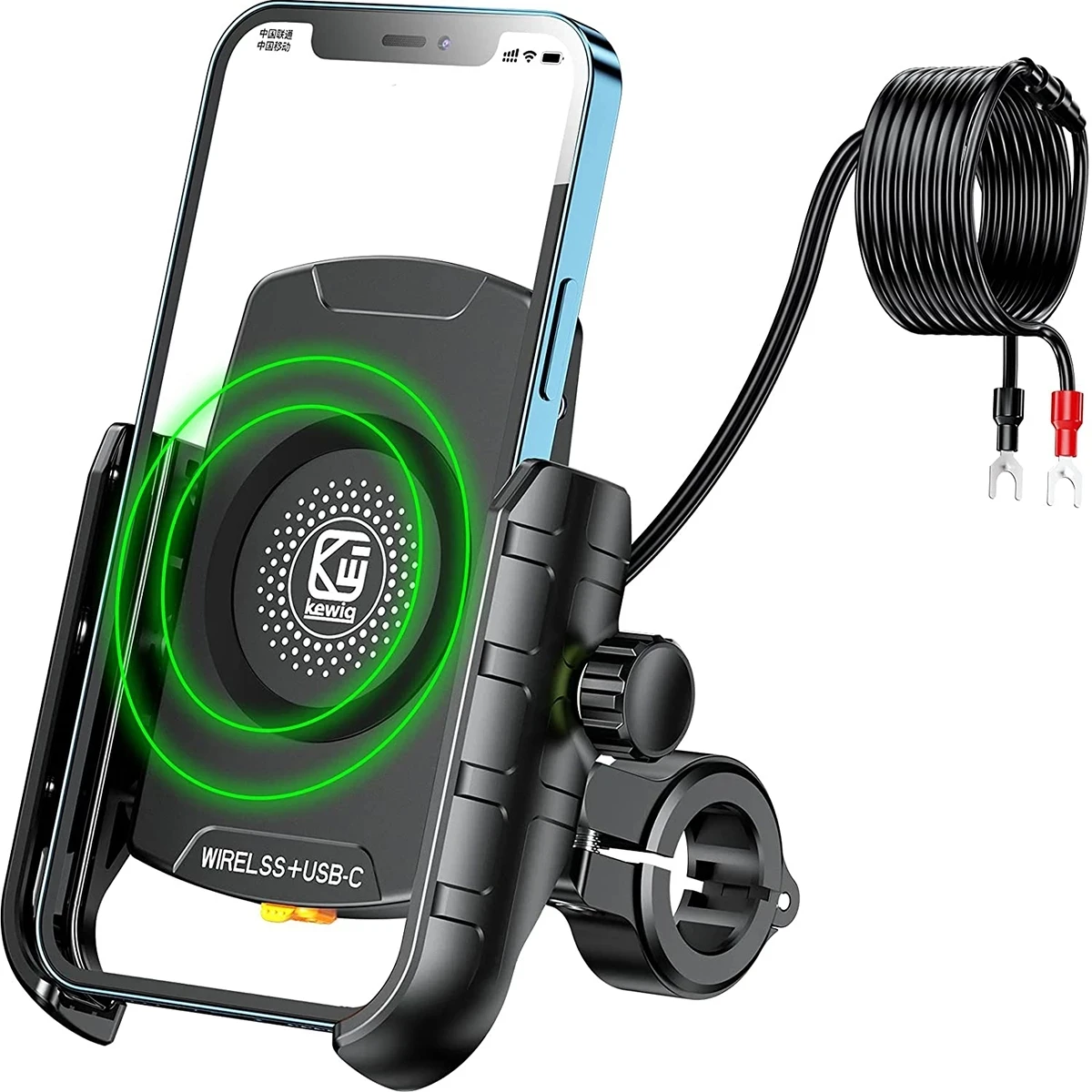 Motorcycle Phone Holder Wireless Charging USB-C 3.0 PD Quick Charger Moto Support Cellphone Handlebar Mount for 4-7 Inch Phone