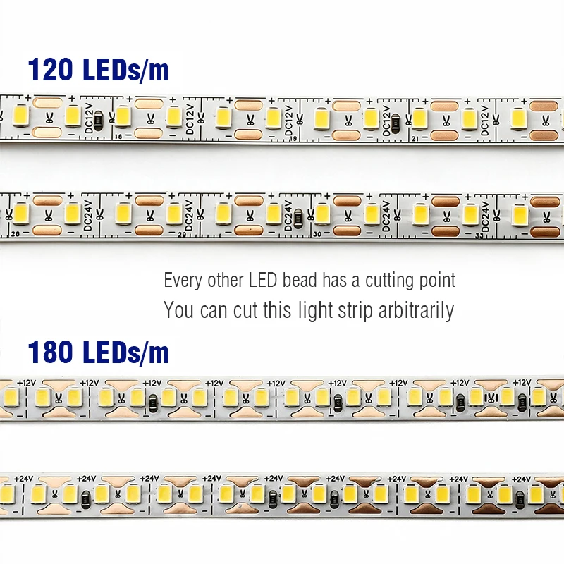 Single Strip 5m 10m 15M 20m LED Strip One Lamp One Cut 12V 24V Light Strips Arbitrary Cutting Flexible 20 Meters Soft Lamp Bar