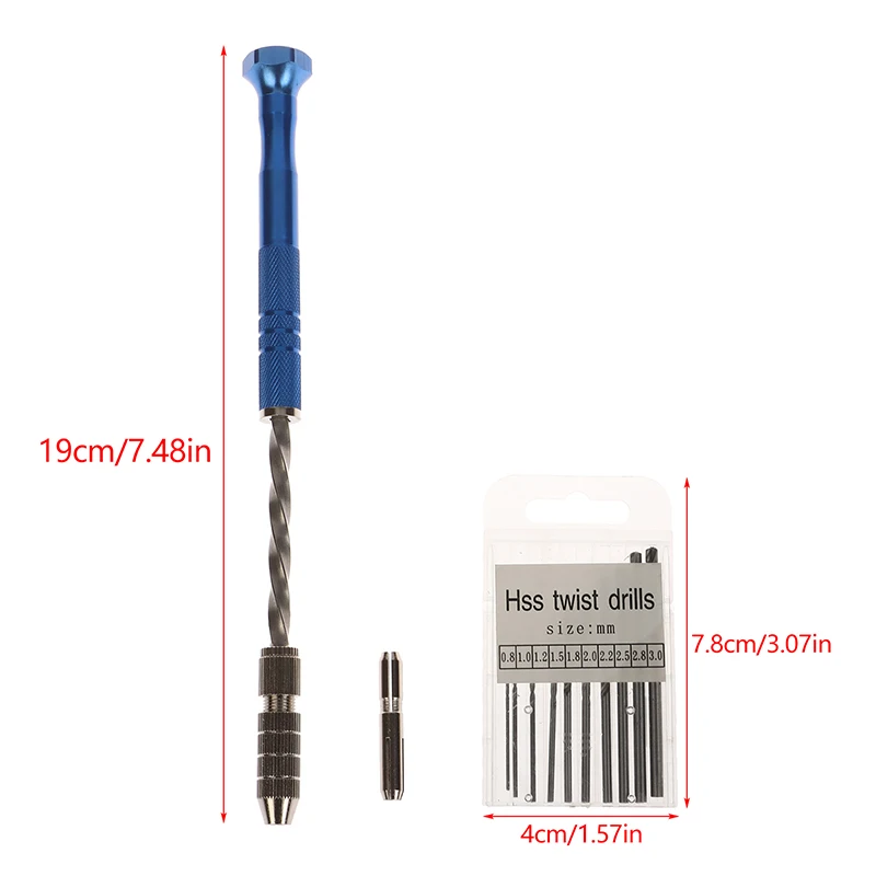 1 ชุดสีฟ้าขยายกึ่งอัตโนมัติ 0.8-3mm Hand Twist เจาะชุดเครื่องเจาะมือ Bits ชุดเจาะเครื่องมือเครื่องมือสําหรับ DIY Craft Make