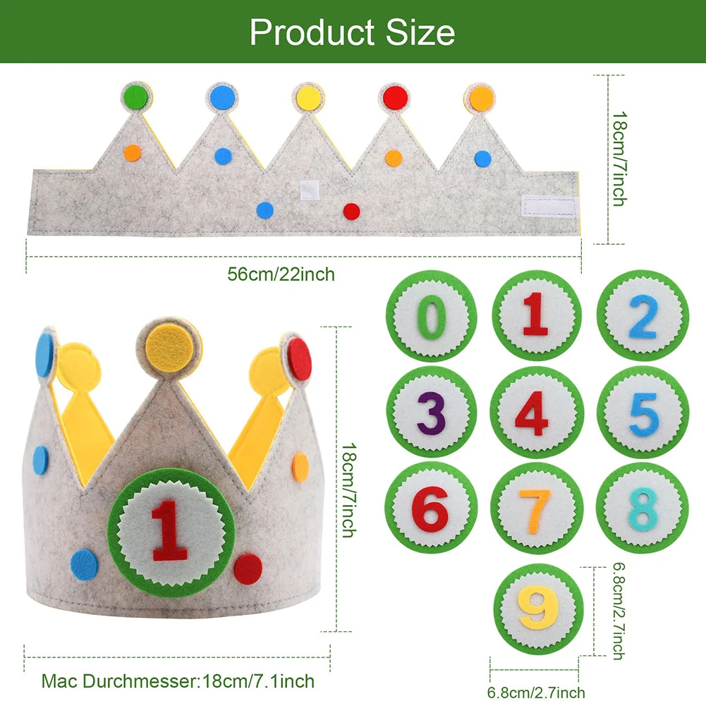 Dzieci DIY korona prezent na dzień dziecka wymienne numery korona regulowany rozmiar dla dziewczynek chłopców dekoracje na przyjęcie urodzinowe