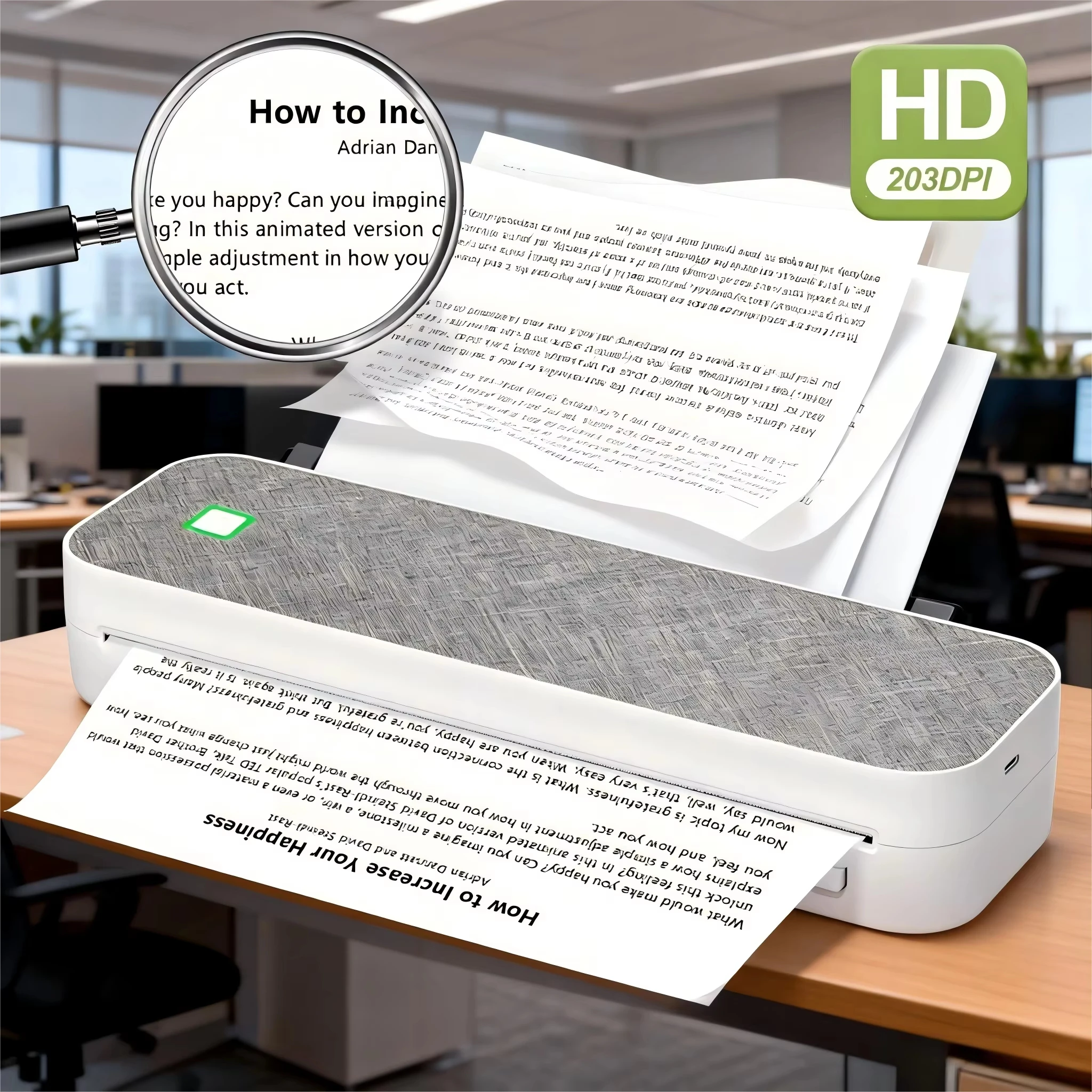 Battery Multi-OS Stock  Portable Inkless Thermal Printer A4 210x297mm Wireless /USB Interface Rechargeable