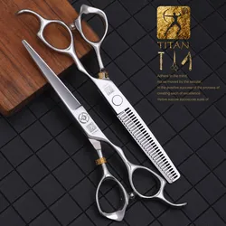 Titan Professionele Kapper Gereedschap Haar Schaar Snijden Dunner Kappers Shear 5.0/5.5/6.0/6.5Inch Japan 440c Staal