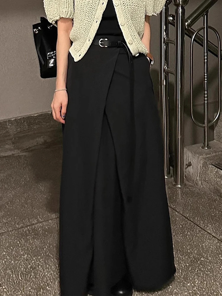 Falda E de Cintura Alta, Línea A, Larga, Midi, para Mujer, Diseño Pado, Estilizador, Verano, Estilo Coreano