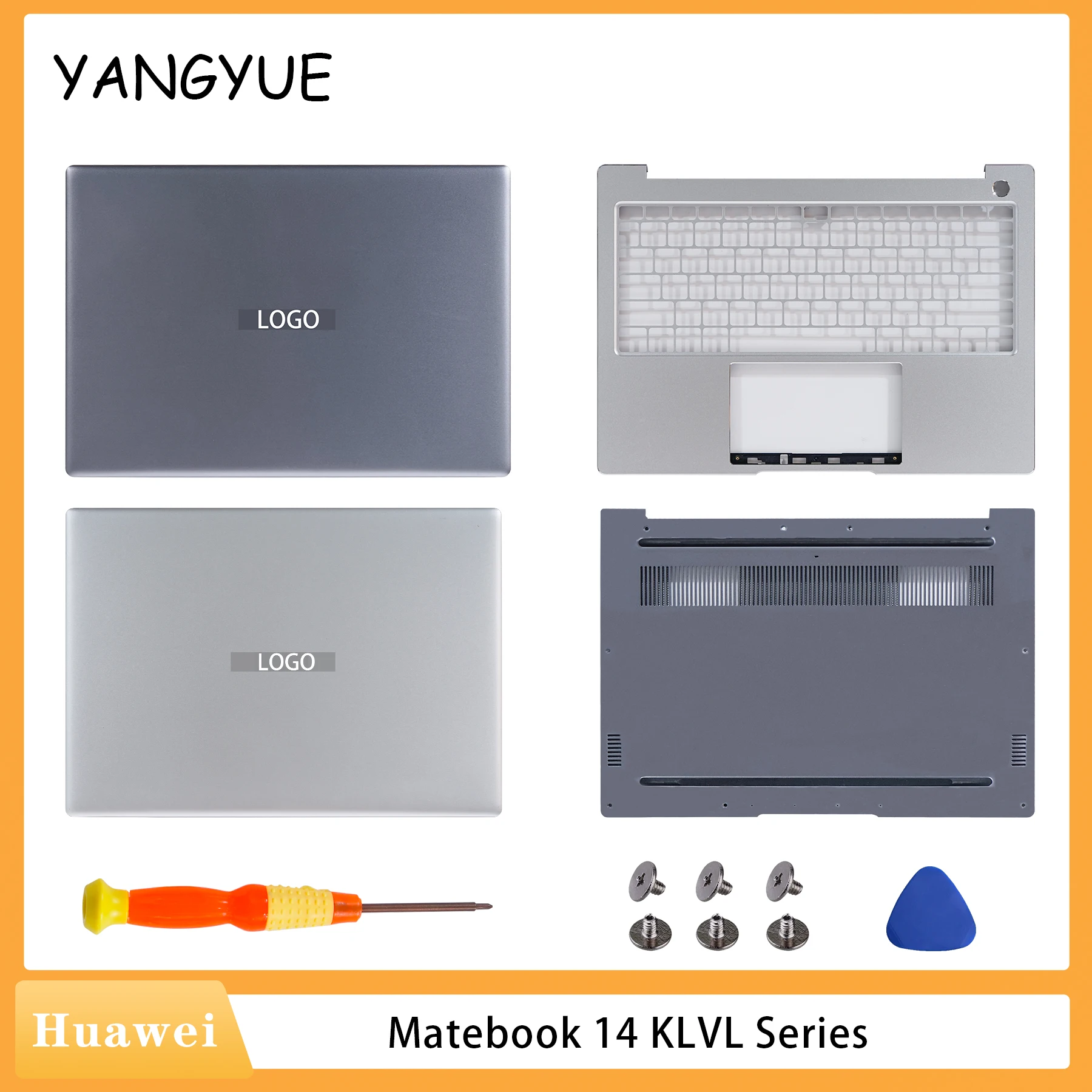 

New Laptop Parts Case For Huawei MateBook 14 KLVL KLVL-WFE9 KLVL-WFH9 Back Cover/Palmrest/Bottom Hingecover Silver/Gray Replace