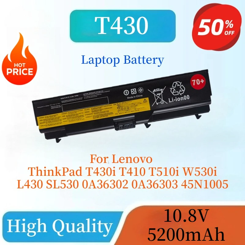 

T430 45N1001 45N1000 Laptop Battery 10.8V 5200mAh for Lenovo ThinkPad T430i T410 T510i W530i L430 SL530 0A36302 0A36303 45N1005