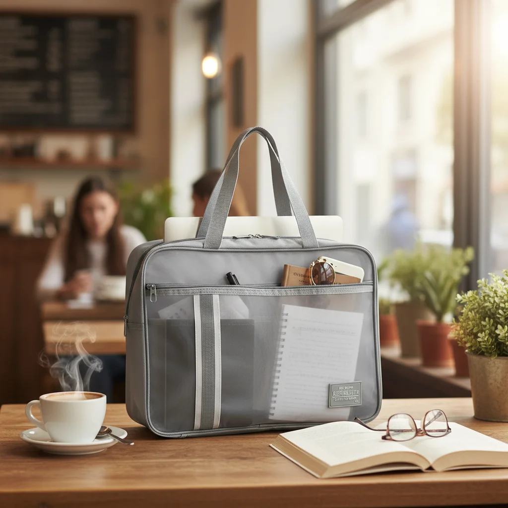 

Transparent Mesh Document Bag Student Portable File Organizer PVC Lightweight Office School Storage