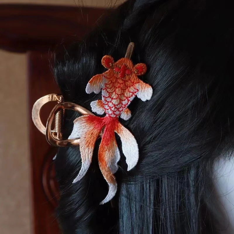 Lucky Koi Hair Claws Chinese Vintage Hairpins Cosplay Fashion Wedding Hair Accessories Women's Hair Pins Headdress Archaic Wind