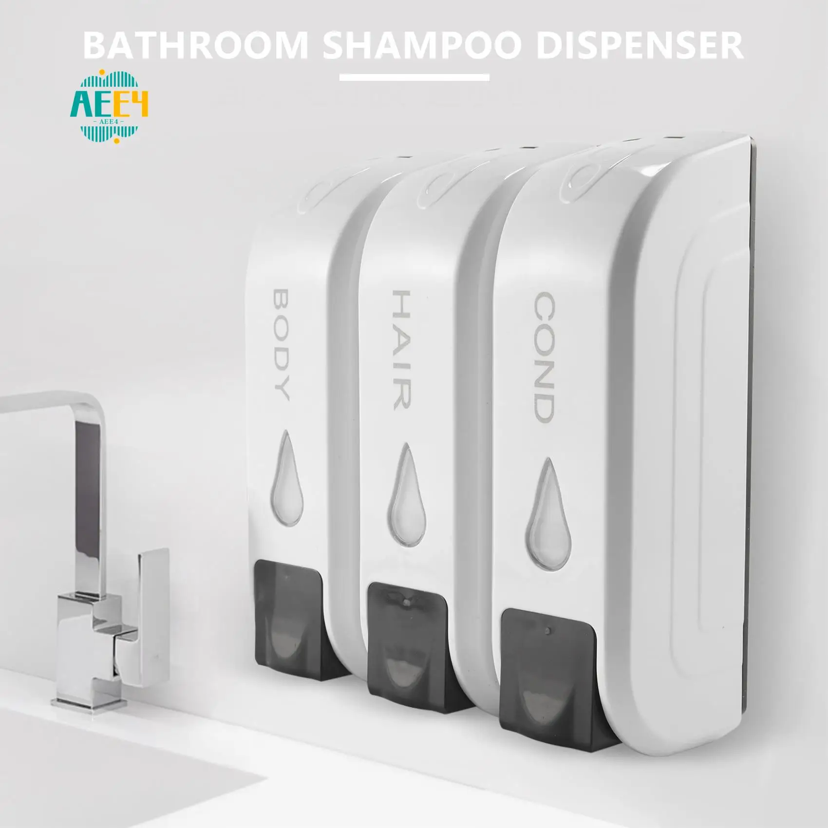 

AEE4-Тройной дозатор мыла для душа, настенный дозатор жидкого мыла, шампуня, моющий лосьон для ванной комнаты