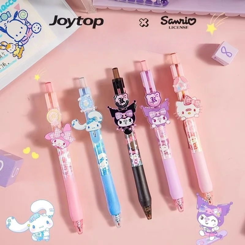 Sanrio Pen Animation Hello Kitty Kuromi Cinnamoroll My Melody Click Box Cute Cartoon Student Exam Pen Black Office Signature Pen