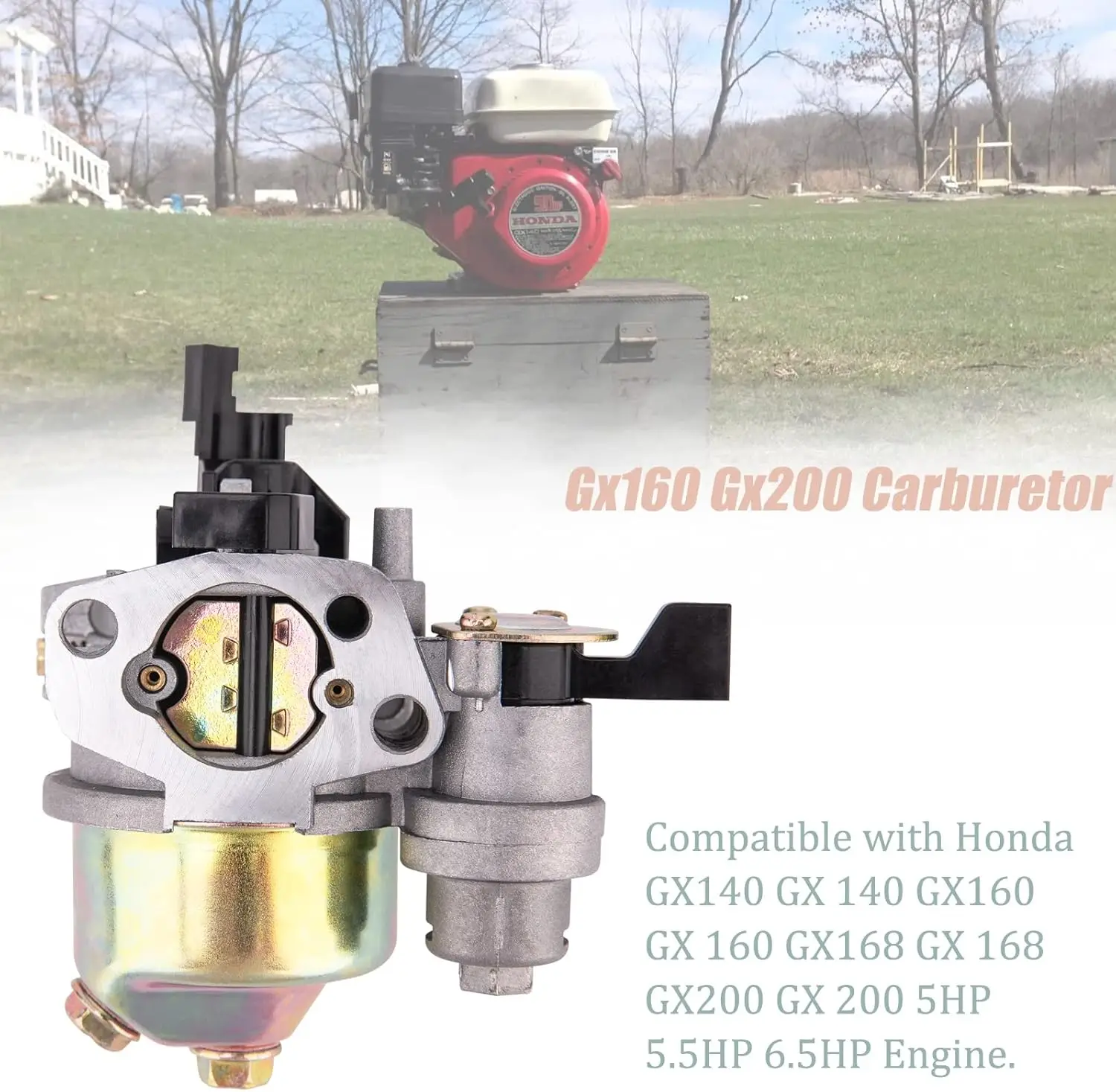 compatible Honda GX120-GX200 5-6.5HP Engine GX160 Carb Kit | Recoil Ignition Coil Air Filter