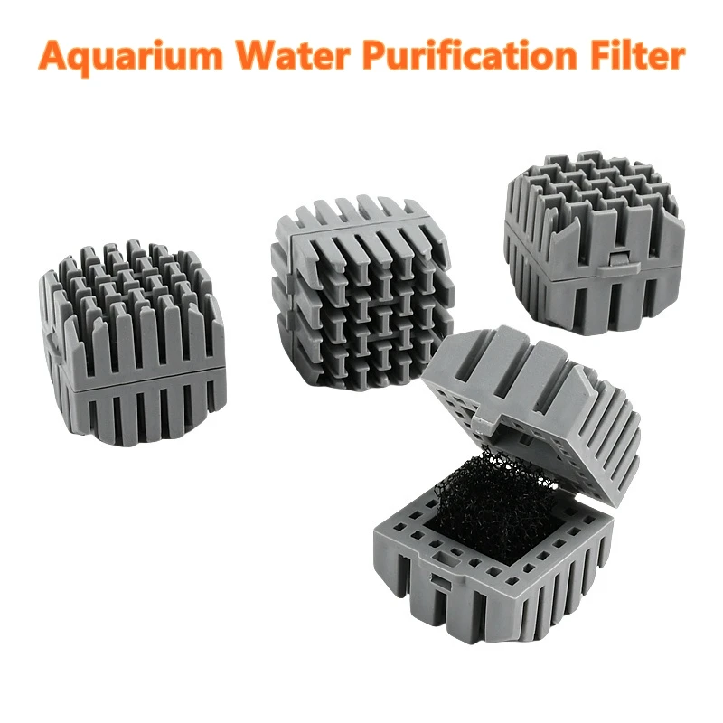 Square Bio-ball Culture Brick Aquarium Water Purification Filter Material Bacteria Guide Brick Inner Belt Cotton Accessory 5PCS