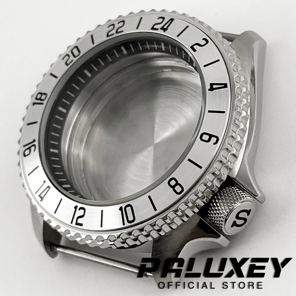 NH35 42MM 007 NH35 Case With Black Ring Watch Case Sloping Bezel For NH34 NH35 NH36 NH38 Movement 28.5mm Dial S Crown SKX Mods