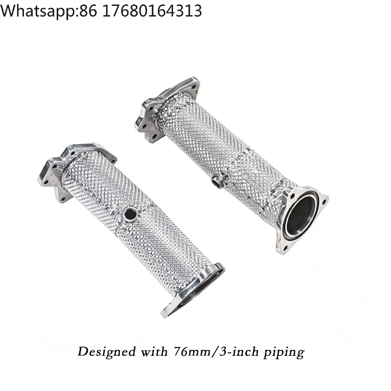 Vortex GFC 304SS High Flow Upgrade Exhaust Downpipe Performance Test Pipes Chevrolet Corvette C8 Z06 1.5mm Thick Mirror Polished