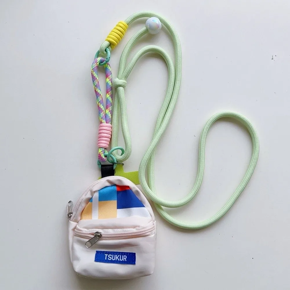 Beaded Crossbody Phone Lanyard Adjustable Color Splicing Phone Lanyard Pouch Multifunctional Anti-Lost Mobile Phone Lanyard