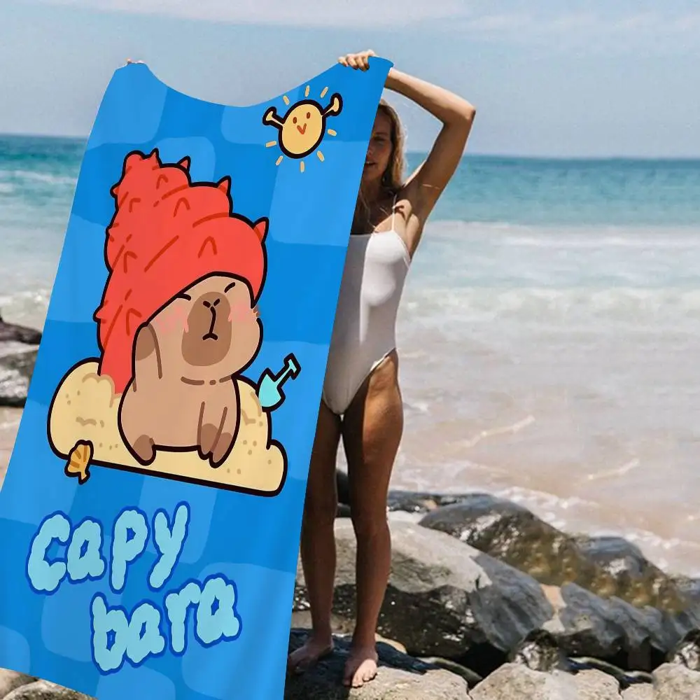 Capybara Cute Animal Microfiber Blanket Quick Drying Beach Towels Oversized Printing Super Absorbent Pool Towel Blanket
