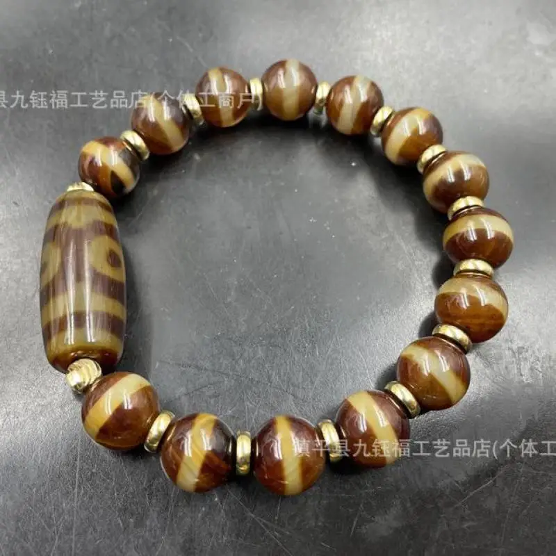 

Fengshui Agate Tibet Beads Bracelet Bangle Men Women Fine Jewelry Genuine Tibetan Buddhism 9 Eye Dzi Bead Lucky Amulet Bracelets