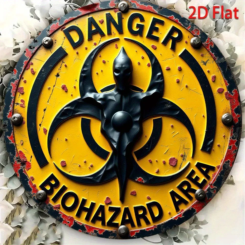 Vintage Biohazard Symbol Aluminum Sign Retro Biological Hazard Wall Decor