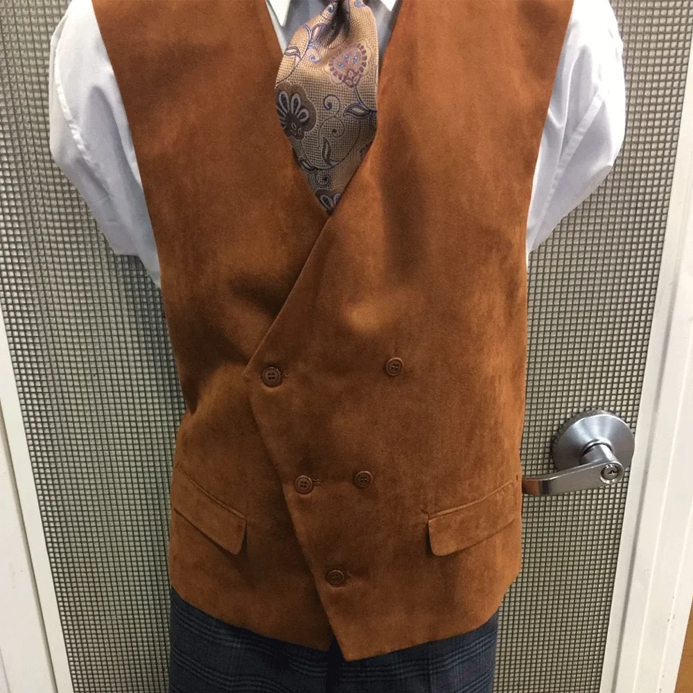 

Vest for Men Suede Leather Special Design Button Men's Suit Inner Vests Wedding Business Formal Waistcoat Gentleman Clothes