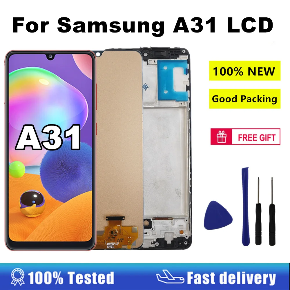 A31 Super AMOLED A315 A315F LCD For Samsung Galaxy A31 LCD With Frame SM-A315F/DS A315G Display Touch Screen Digitizer Assembly