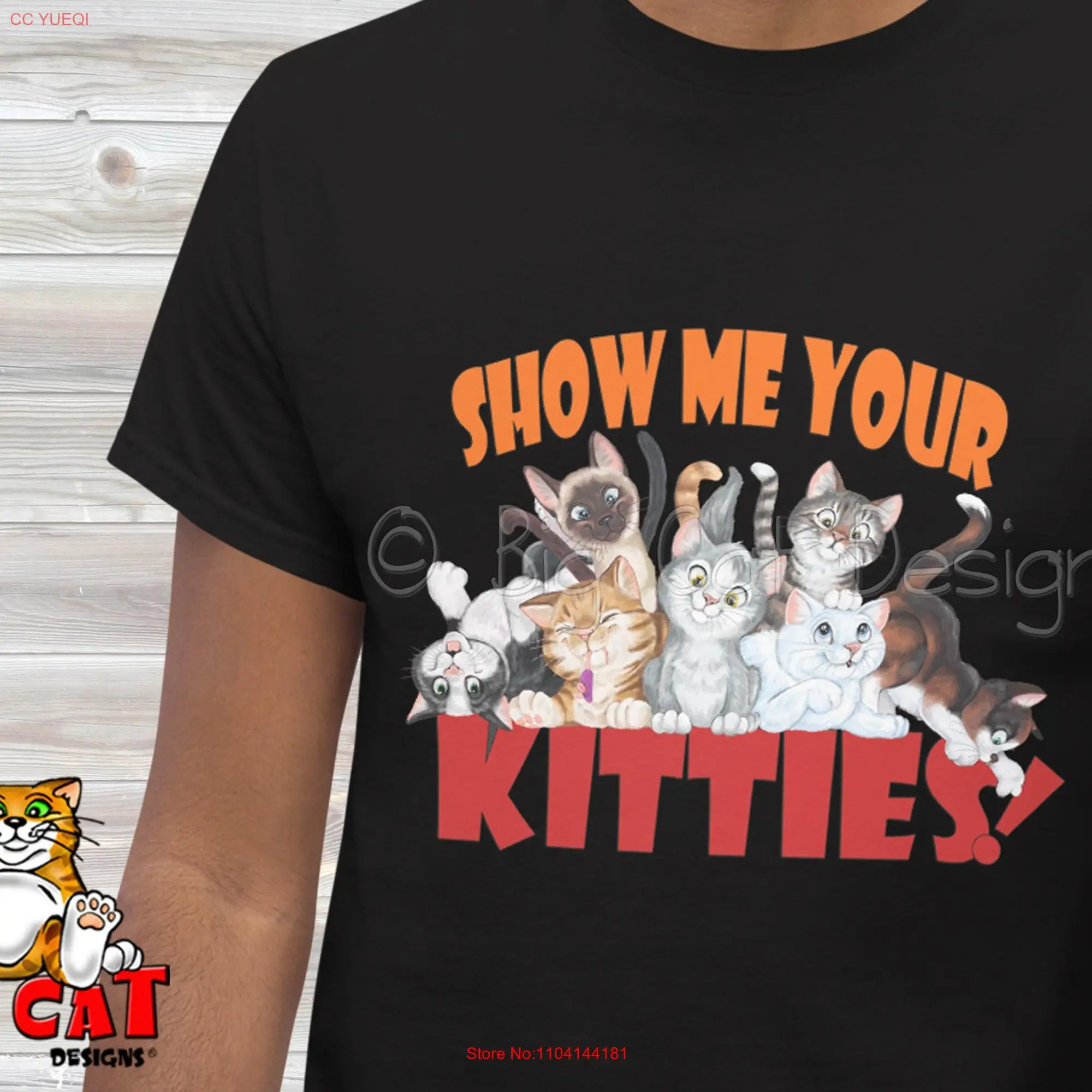 

Cat T shirt SHOW ME Your KITTIES A bunch of cute playful cats long or short sleeves