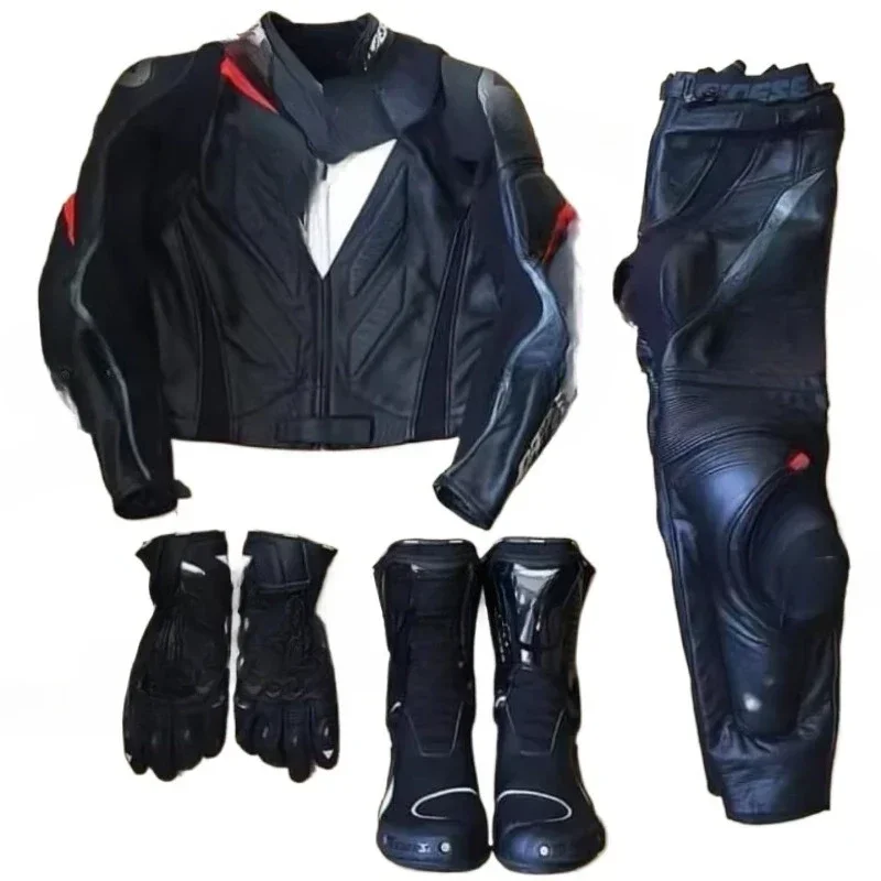 Motorcycle Leather Racing Suit Gloves Boots