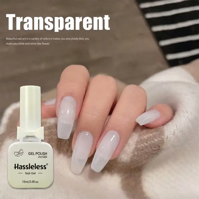 Vernis à ongles gel blanc laiteux Hassleless Pudding, vernis gel UV couleur pure, pour les professionnels et les débutants en nail art DIY 15ml 1