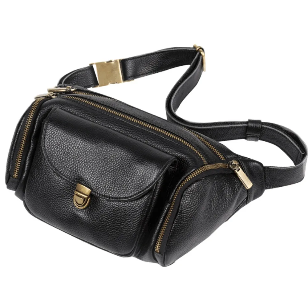 

Men's Fanny Genuine Leather Mobile Phone Hipster Genuine Leather FannyKorean Version Fanny Pack Simple Casual Versatile