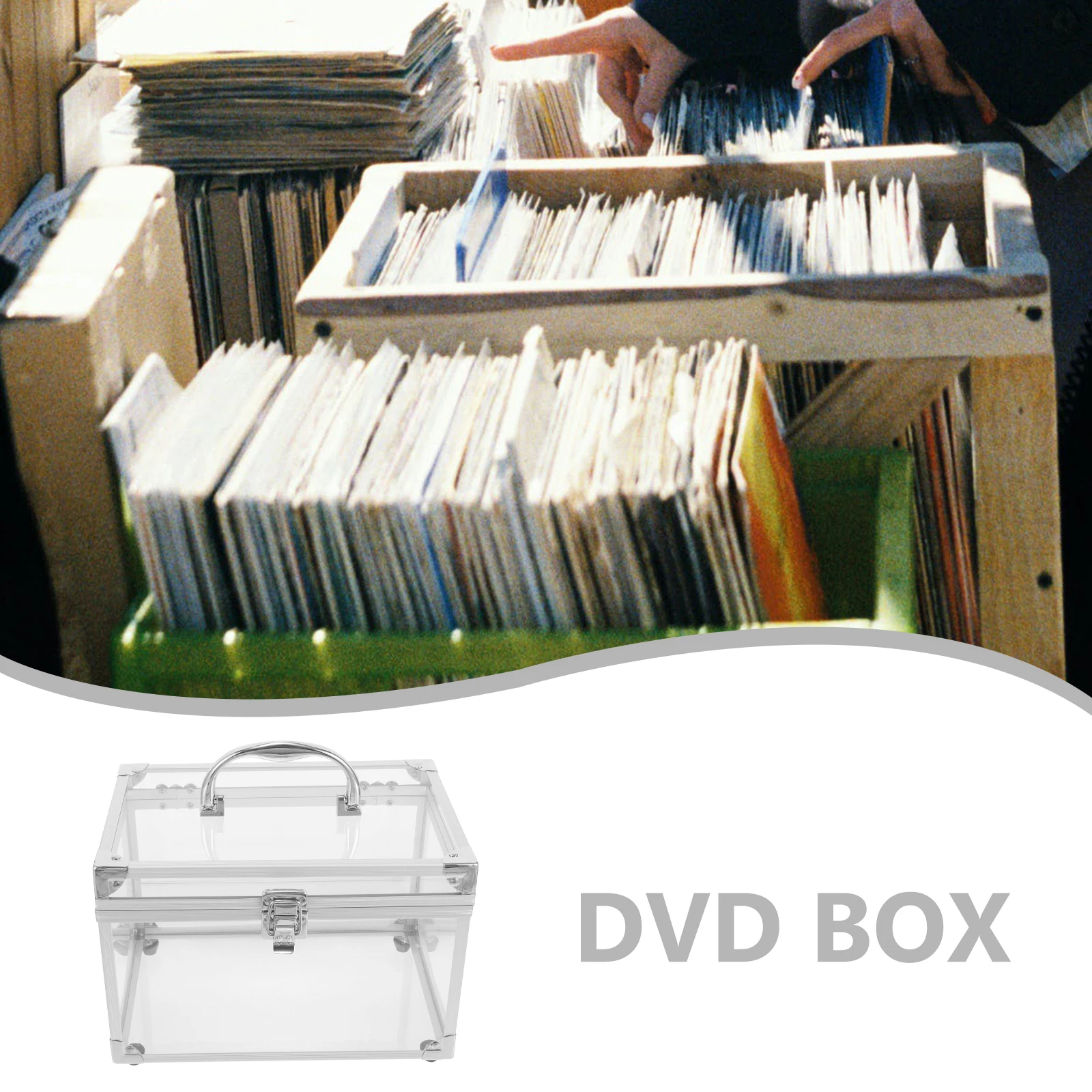 

Clear Cd Storage Box Portable Organizer Compact Disc Container Dvd Case Holder Space Saving Storage Box with Handle