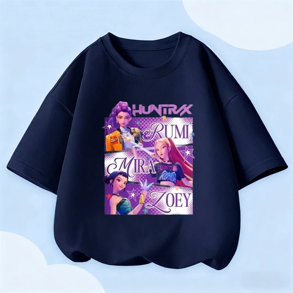 

HUNTRIX Tees 2026 Summer Popular Clothes Round Neck Pullovers Simple All-match Tees Girls Child New Design Short-sleeved Tops