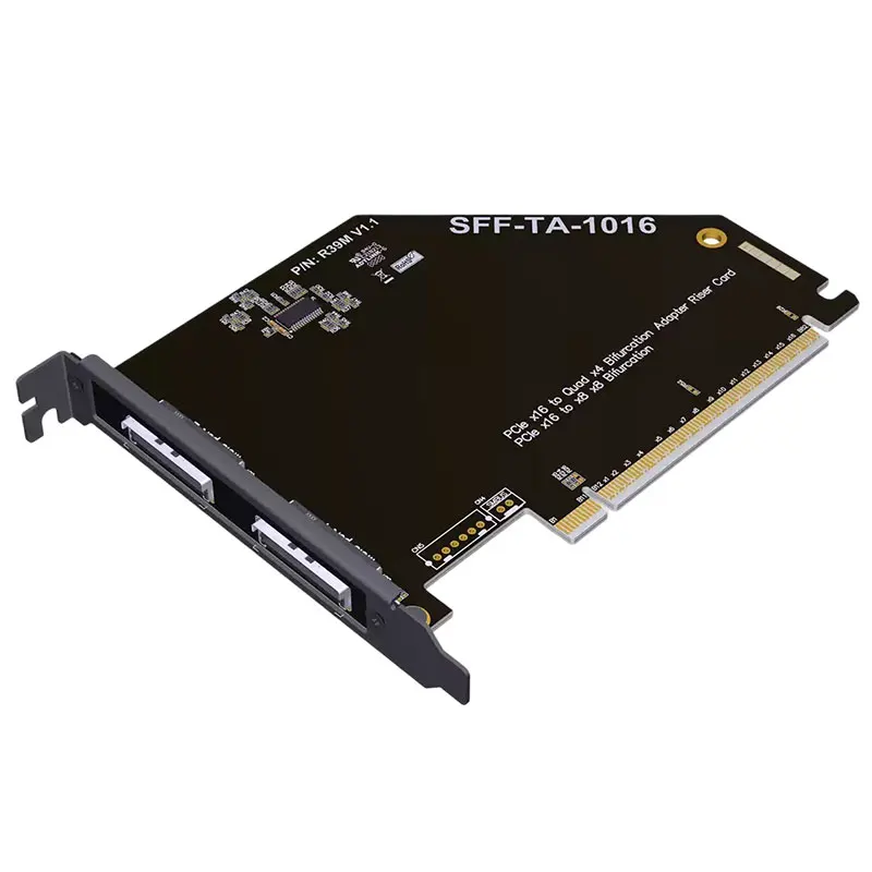 بطاقة محول ADT-Link GEN3 PCI-E 3.0 x16 إلى MCIO تدعم الهيكل الخارجي واحد إلى اثنين SFF-TA-1016 PCIE X16 إلى X8 X8 التشعب