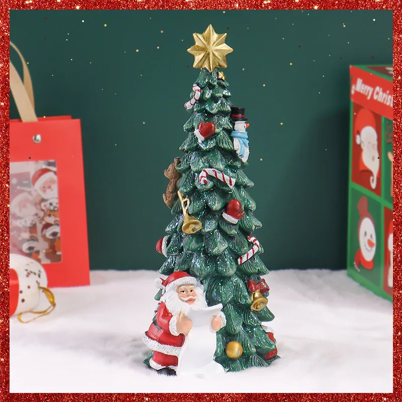 

Christmas Tree Santa Claus Snowman Set Decoration Resin Crafts House Holiday Gift Home Decor New Year Xmas 2023