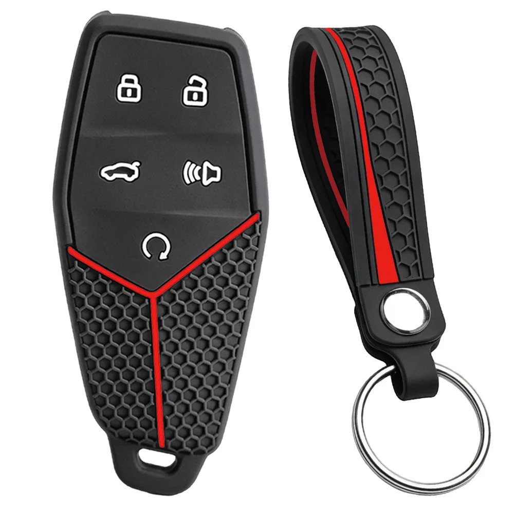 For MG MG5 MG6 ZS HS One Marvel R MG4 EHS EZS silicone car key fob cover with compact finger loop and key ring