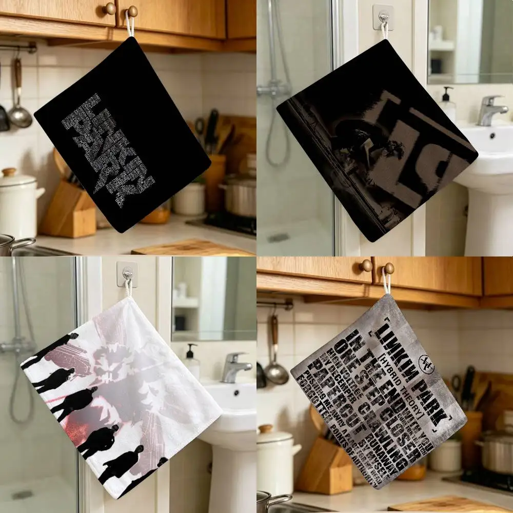 Rock L-Linkin Parks Hanging Style Hand Wiping Towel Polyester Cotton Anti-fade For Indoor Kitchen Living Room