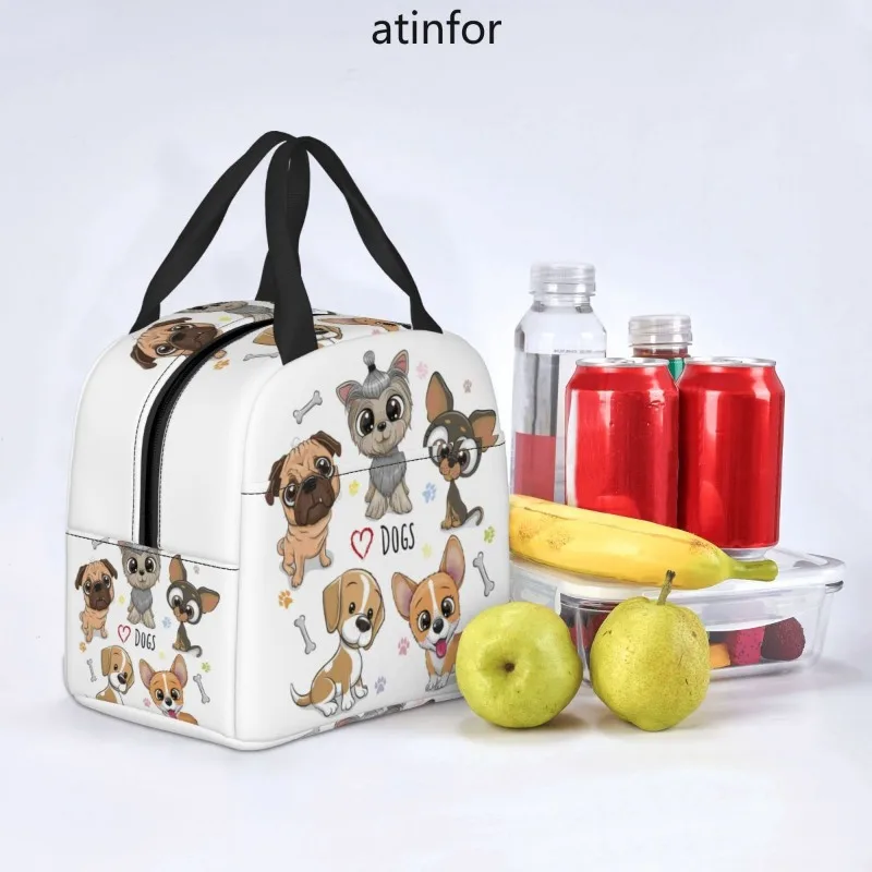 Cartoon Yorkshire Terrier Lunch Boxes for Women Cute Dogs Cooler Thermal Food Insulated Lunch Bag Kids School Children