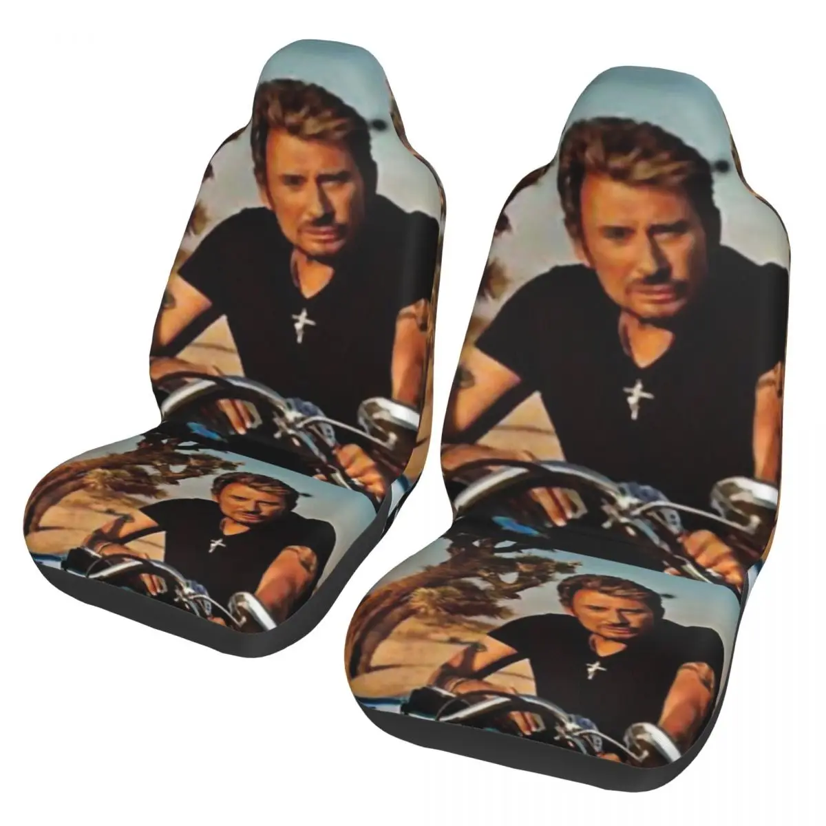 Johnny Hallyday Universal Car Seat Cover Auto Interior Travel Rock Music French Singer Car Seat Covers Polyester Seat Protector