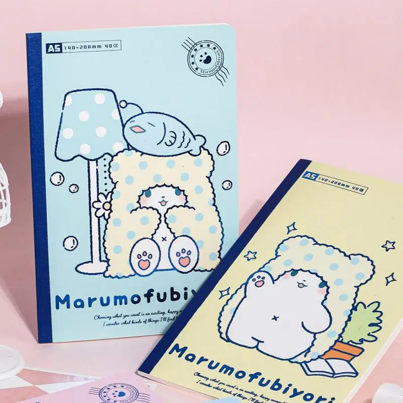 

Блокнот Kawaii Sanrio marumfubiyori A5, 4 шт., блокнот горизонтальной линии, плотный дневник, мультяшный принт, канцелярские принадлежности, подарки для студенток