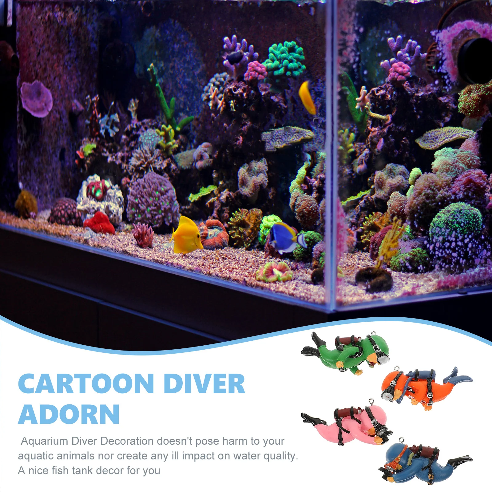 

4Pcs Small Floating Diver Ornament for Aquarium Decor Fish Tank Accessories Resin Diver Decor Exquisite Craftsmanship Easy