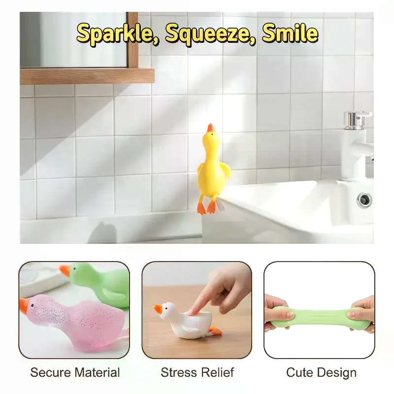 Squeezable Little Yellow Duck Stress Reliever Toy Sand Sculpture Duck Toy for Kids Adults Stress Relief