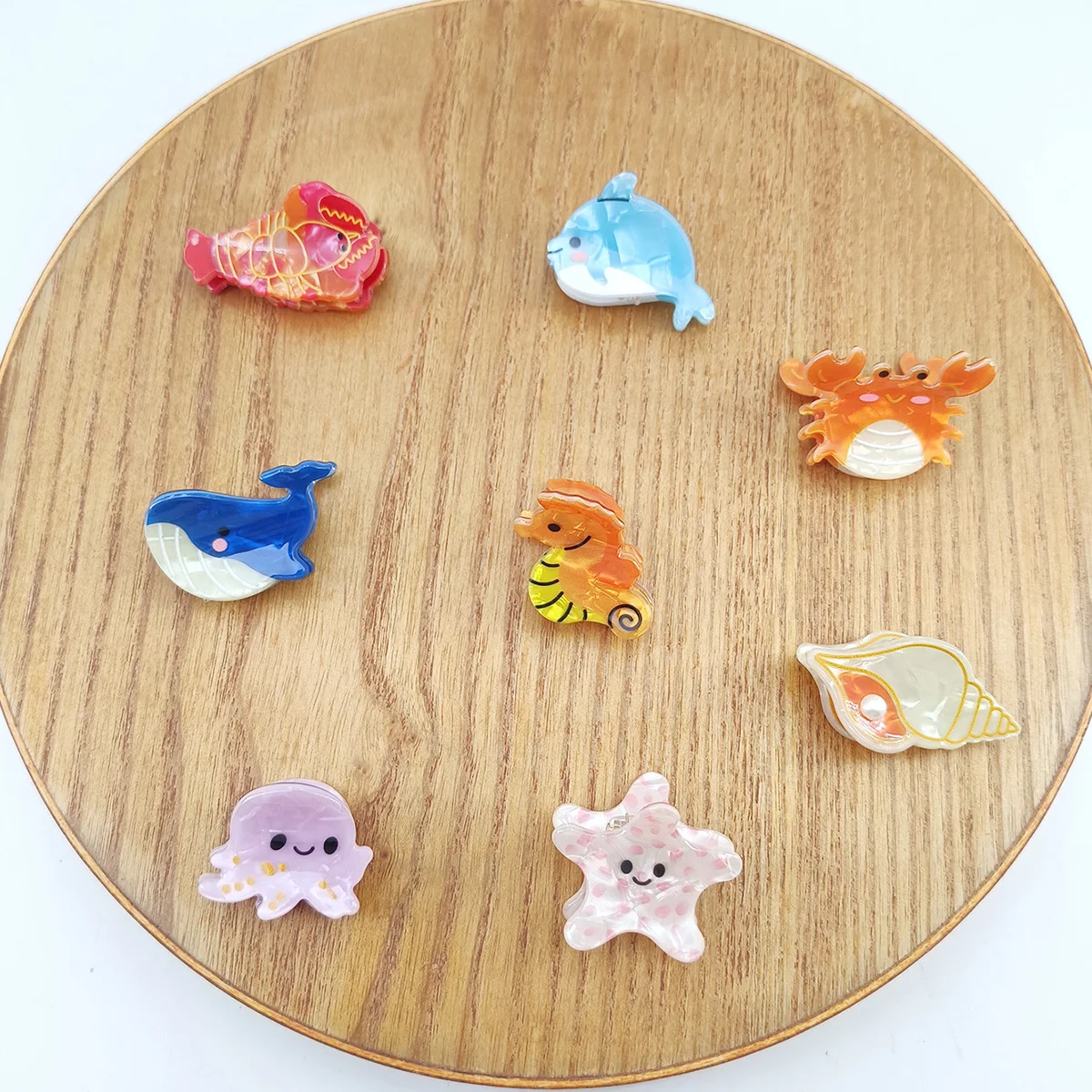 2 قطعة خلات المحيط الحيوان مقاطع الشعر للنساء عدم الانزلاق الصيف الشاطئ اكسسوارات كراب نجم البحر الحوت متعددة حزمة الهدايا