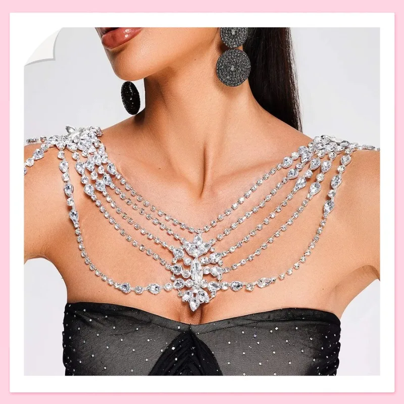 

Fashion Exaggerated Multi-layer Fringed Rhinestone Shoulder Chain Personalized Versatile Dress Accessories Back Chain Women