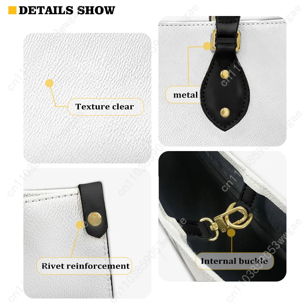 Mikecrack Tote Bag Purse Women Man High Quality Personalized Text Image PU Leather Customized Handbag Commuter Shopping Gift Bag