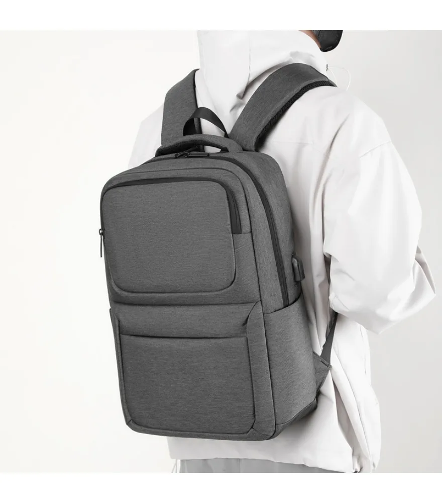 Heather gray layered backpack anti splash breathable padded shoulder straps for office worker casual weekend outing