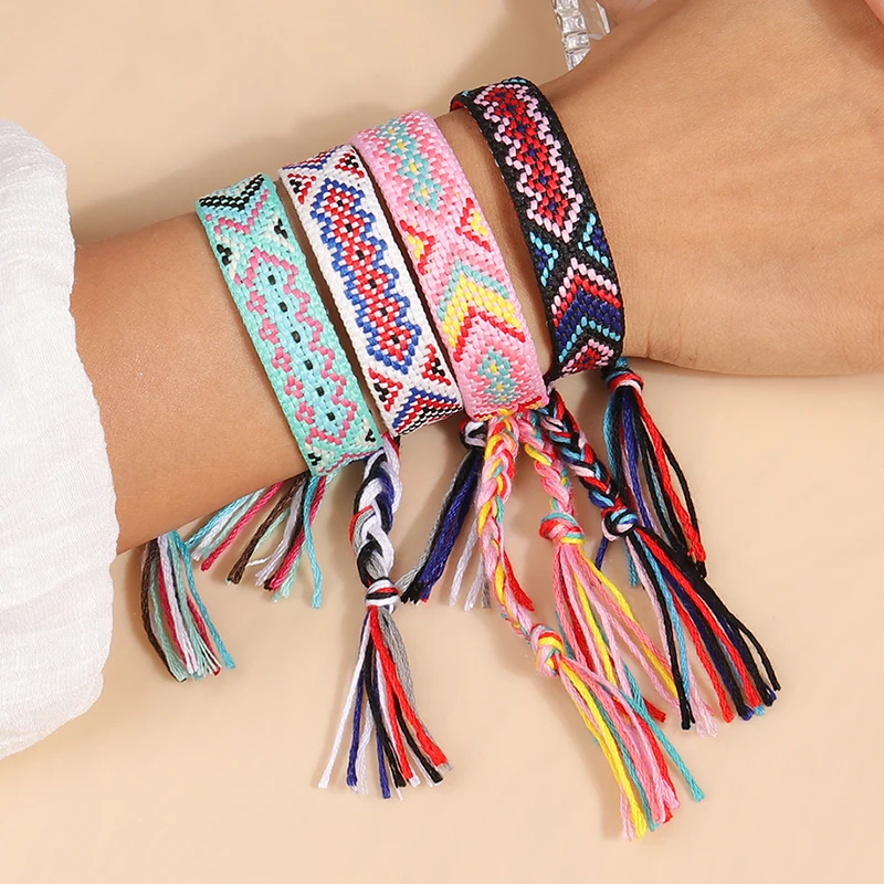 Aihua Heißer Verkauf Boho Bunte Handarbeit Gewebt Seil String Gestrickte Armband Armreifen Unisex Freundschaft Kinder Glück Schmuck Geschenke – Detail 16