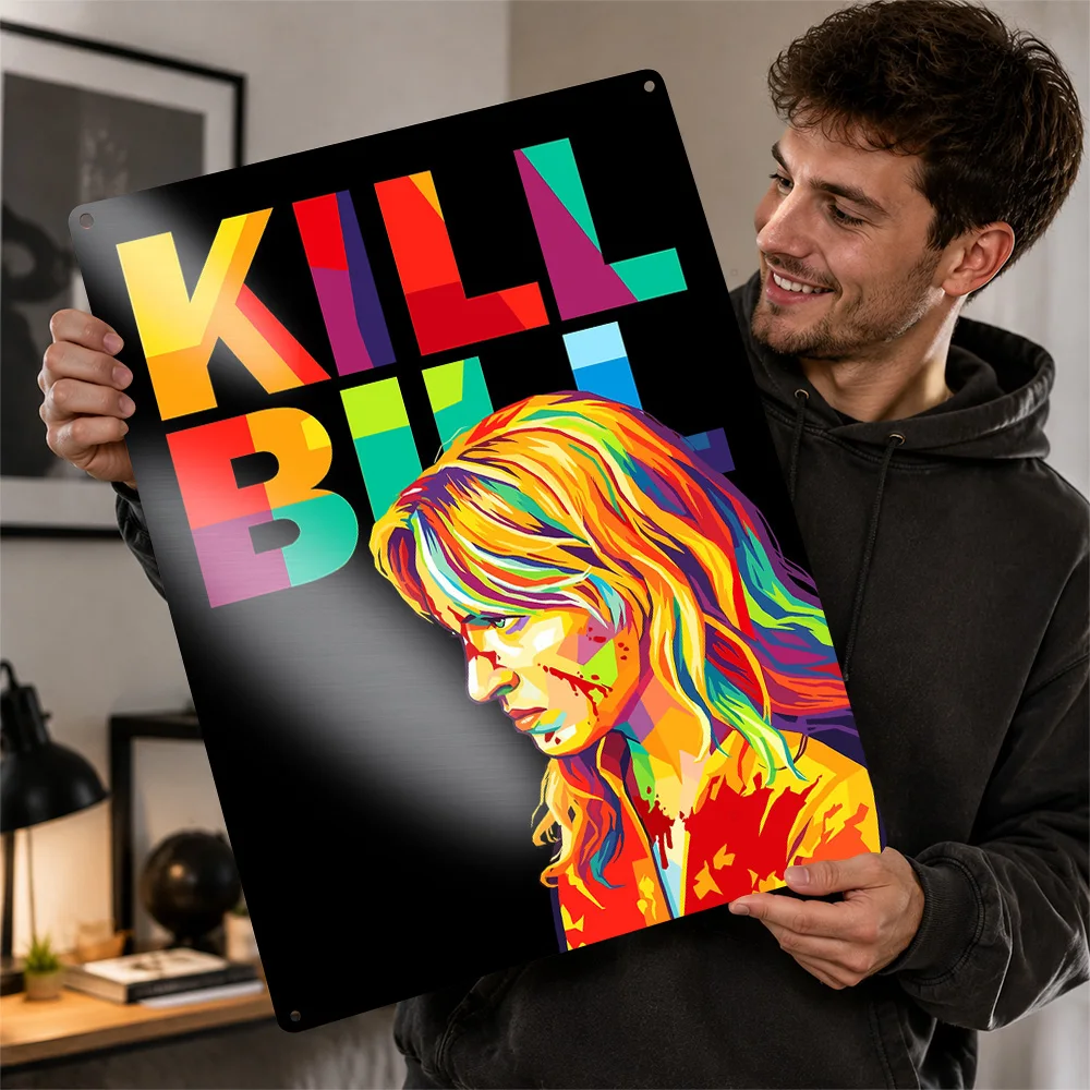 Kill Bill Pop Art Personalized 3D Textured Metal Poster Wall Art Vintage Tin Signs for Decoration Room Ornaments Wand Deko Decor