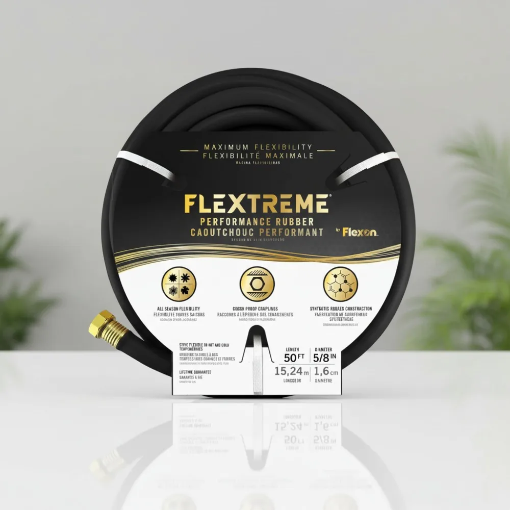 

5/8" x 50ft Lightweight Garden Hose - Kink-Resistant, All-Weather Flexible Rubber Watering Hose for Lawn & Garden