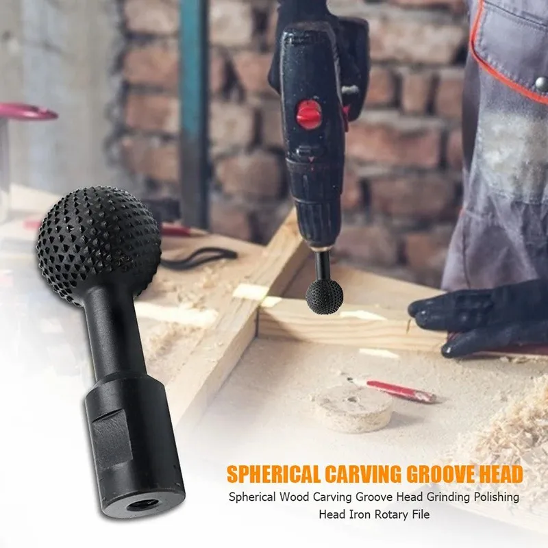 Spherical rotary file grinding head with M10 / M14 thread, fits standard angle grinders, great woodworking carving attachment.